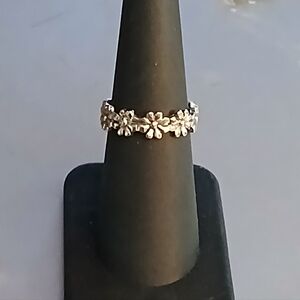 Silver Floral Band Ring - Women Jewelry